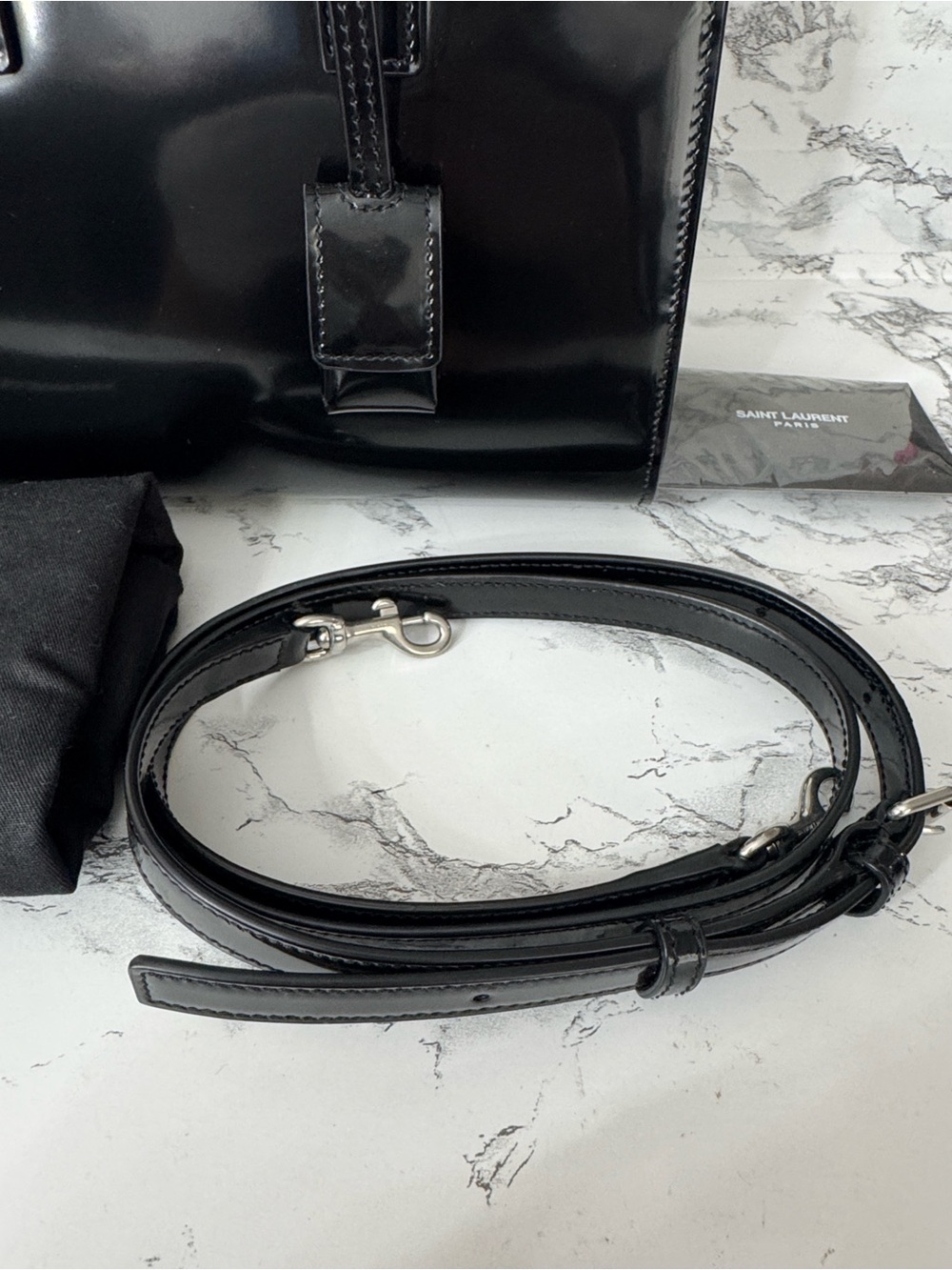 Never used Saint Laurent Nano Sac de Jour Patent Leather Top Handle bag in Black - Picture 8 of 10